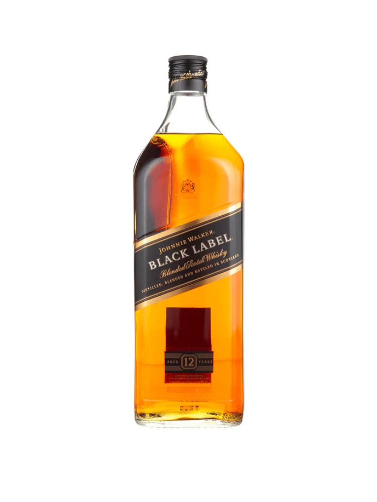 Johnnie Walker Black Label 12 Year Old Blended Scotch Whisky, 1.75L Bottle on White Background