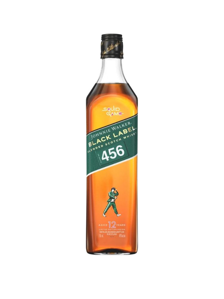 Johnnie Walker Black Label x Squid Game Limited Edition Blended Scotch Whisky, 750mL Bottle on White Background