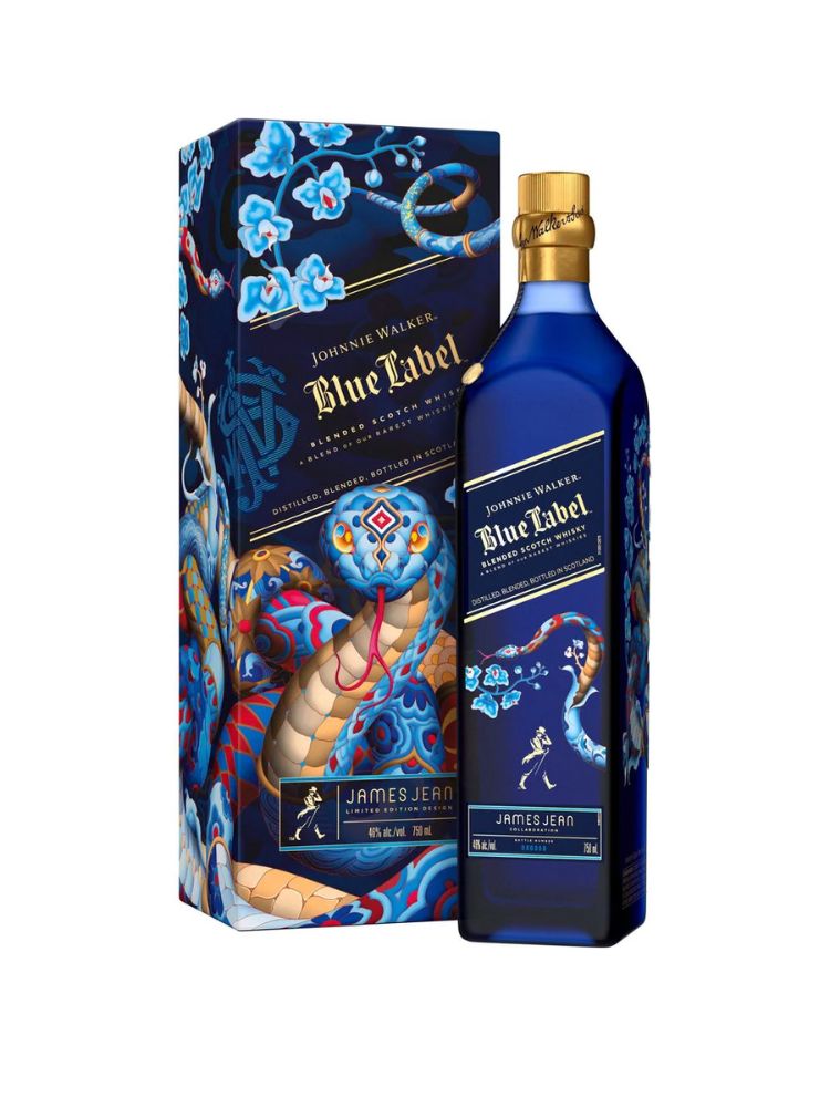 Johnnie Walker Blue Label Year of the Snake 2025 Limited Edition Blended Scotch Whisky, 750mL Bottle on White Background