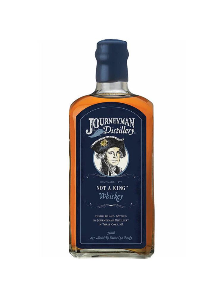 Journeyman Distillery Not a King Rye Whiskey bottle on white background