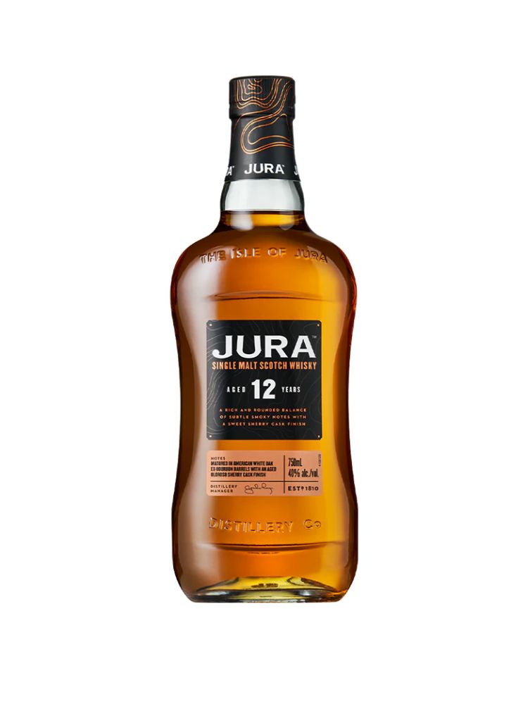 Jura 12 Year Old Single Malt Scotch Whisky, 750mL Bottle on White Background