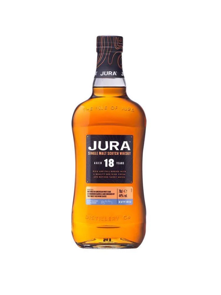 Jura 18 Year Old Single Malt Scotch Whisky, 750mL Bottle on White Background