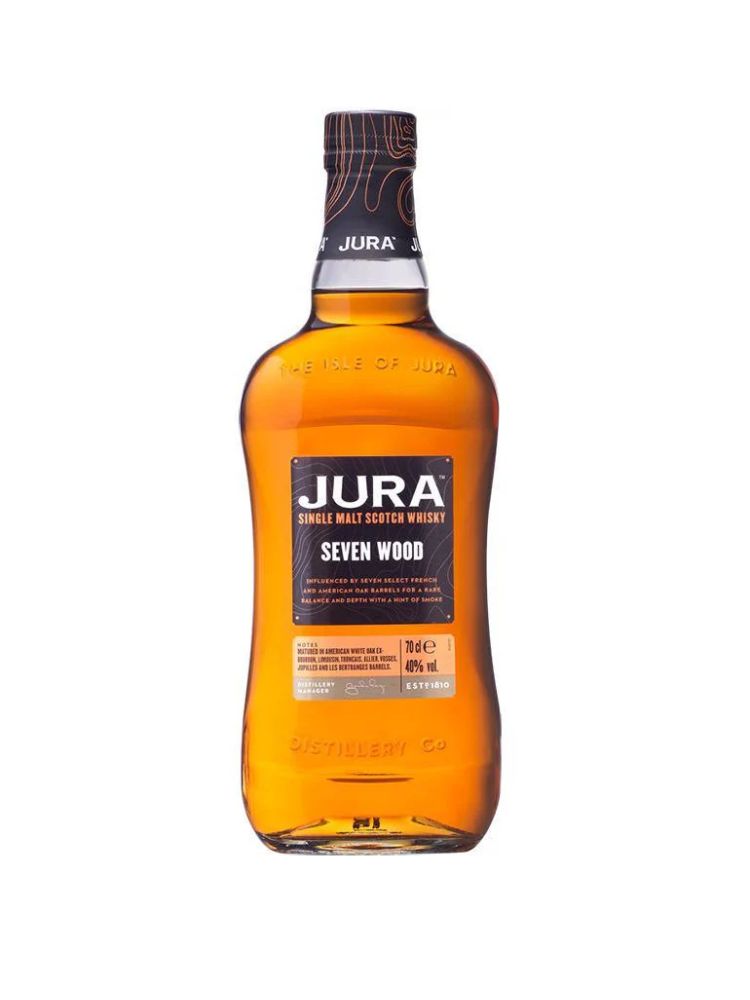 Jura Seven Wood Single Malt Scotch Whisky, 750mL Bottle on White Background