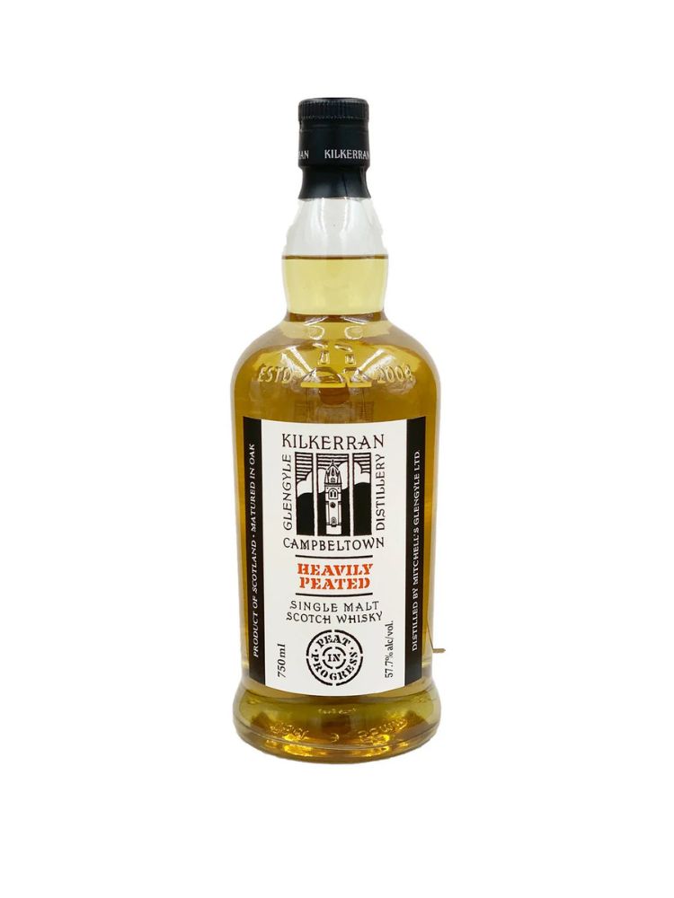 Kilkerran Heavily Peated Single Malt Scotch Whisky, 750mL Bottle on White Background