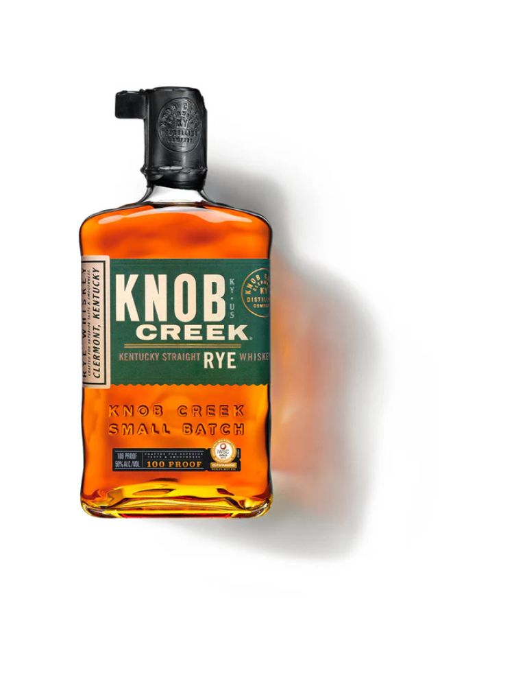 Knob Creek 100 Proof Kentucky Straight Rye Whiskey, 750mL bottle on white background