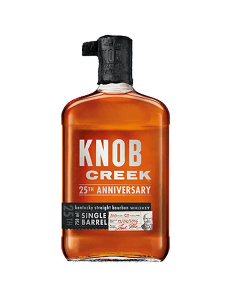 Knob Creek 25th Anniversary Single Barrel 124 Proof Kentucky Straight Bourbon Whiskey, 750mL bottle on white background