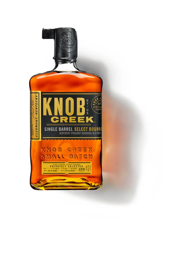 Knob Creek Single Barrel Reserve 120 Proof Kentucky Straight Bourbon Whiskey, 750mL bottle on white background