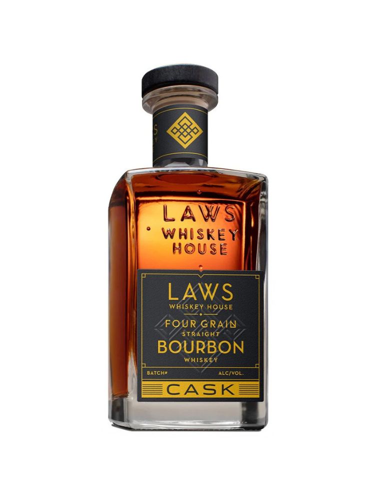 Laws Four Grain Straight Bourbon Cask Strength Bottle on White Background