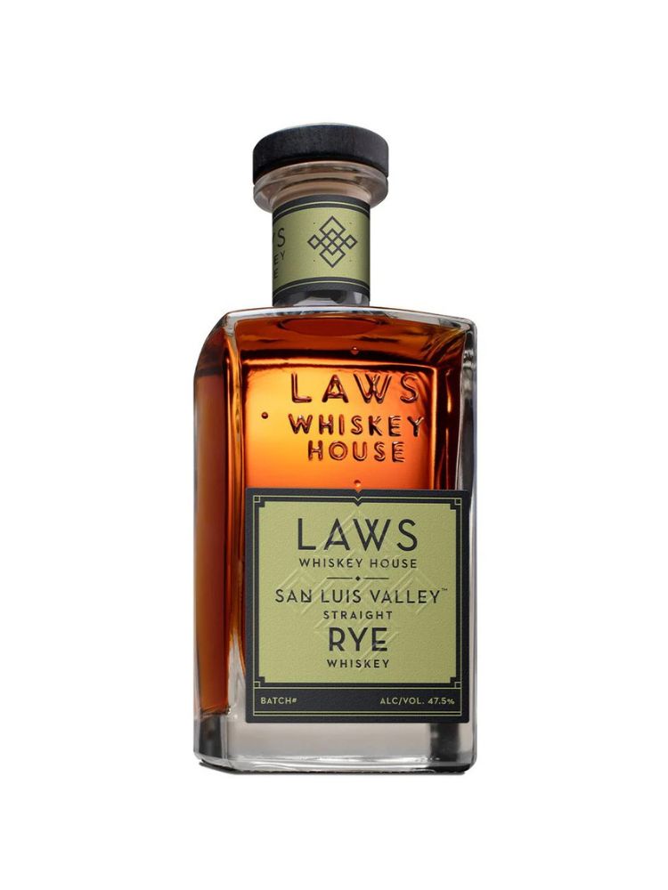 Laws San Luis Valley Straight Rye bottle on white background