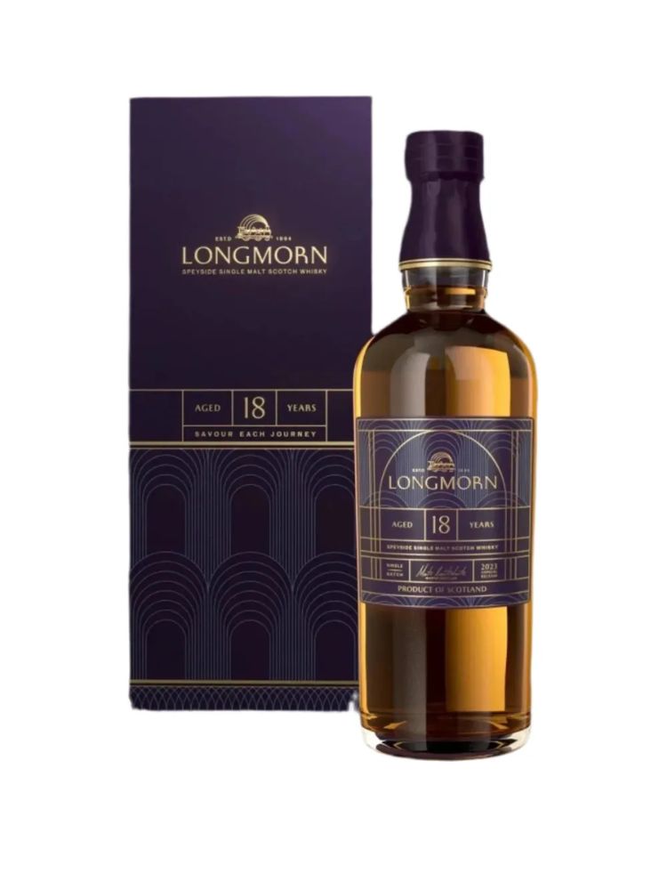 Longmorn 18 Year Old Single Malt Scotch Whisky, 700mL Bottle on White Background