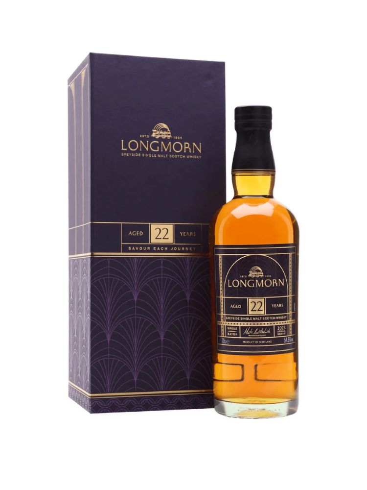 Longmorn 22 Year Old Single Malt Scotch Whisky, 700mL Bottle on White Background