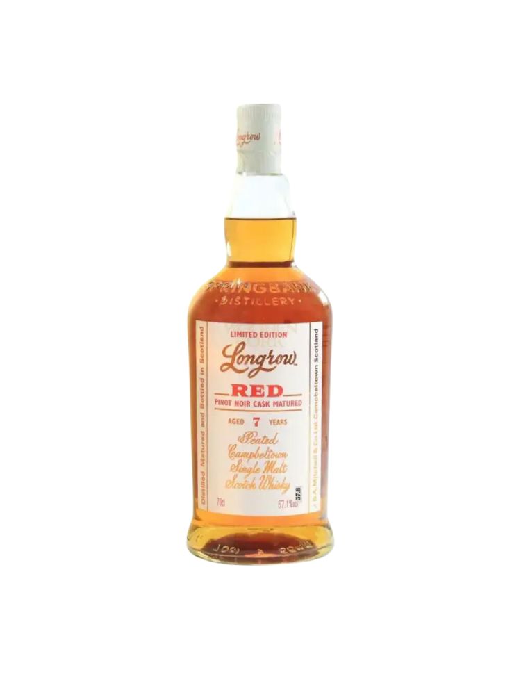 Longrow Red 7 Year Pinot Noir Cask Matured Limited Edition Scotch, 750mL Bottle on White Background