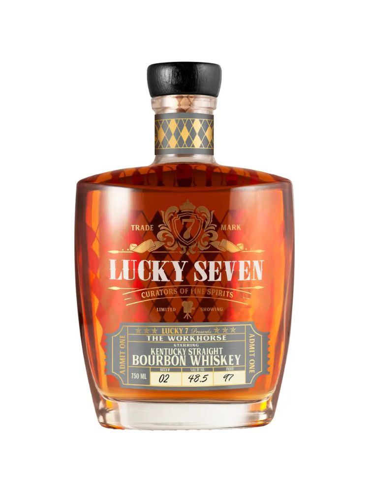 Lucky Seven Spirits The Workhorse Kentucky Straight Bourbon Whiskey Bottle on White Background