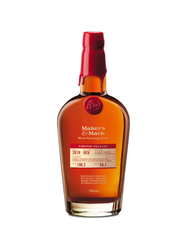 Maker’s Mark Wood Finishing Series 2019 Limited Release RC6, 750mL Bottle on White Background