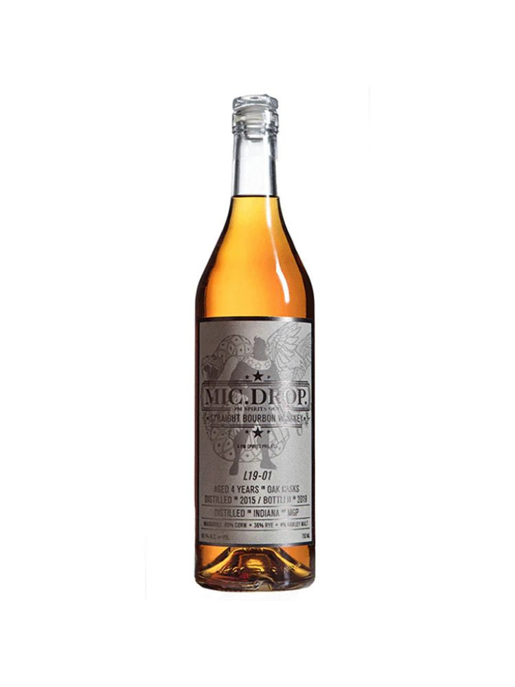 Mic Drop 3.0 4 Year Rye Blend Whiskey bottle on white background