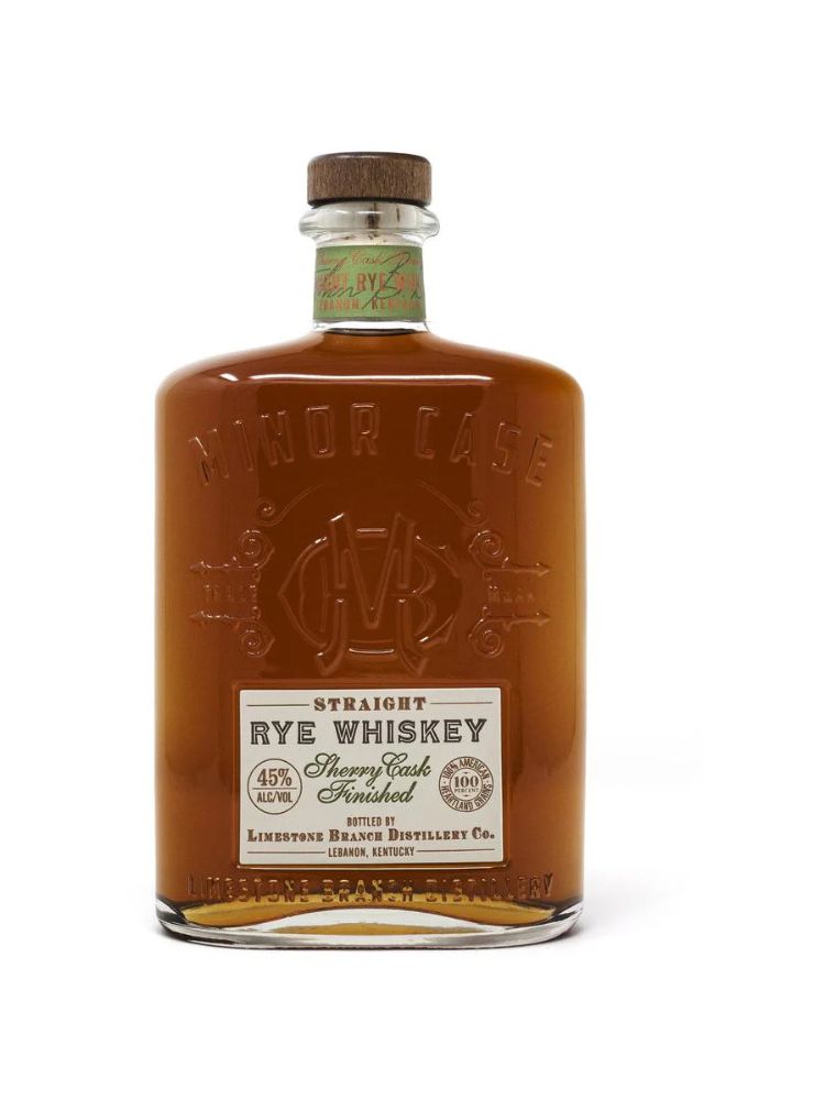 Minor Case Straight Rye Whiskey Sherry Cask Finished bottle on white background