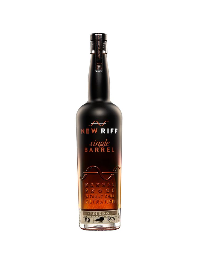 New Riff Single Barrel Bourbon Bottle on White Background
