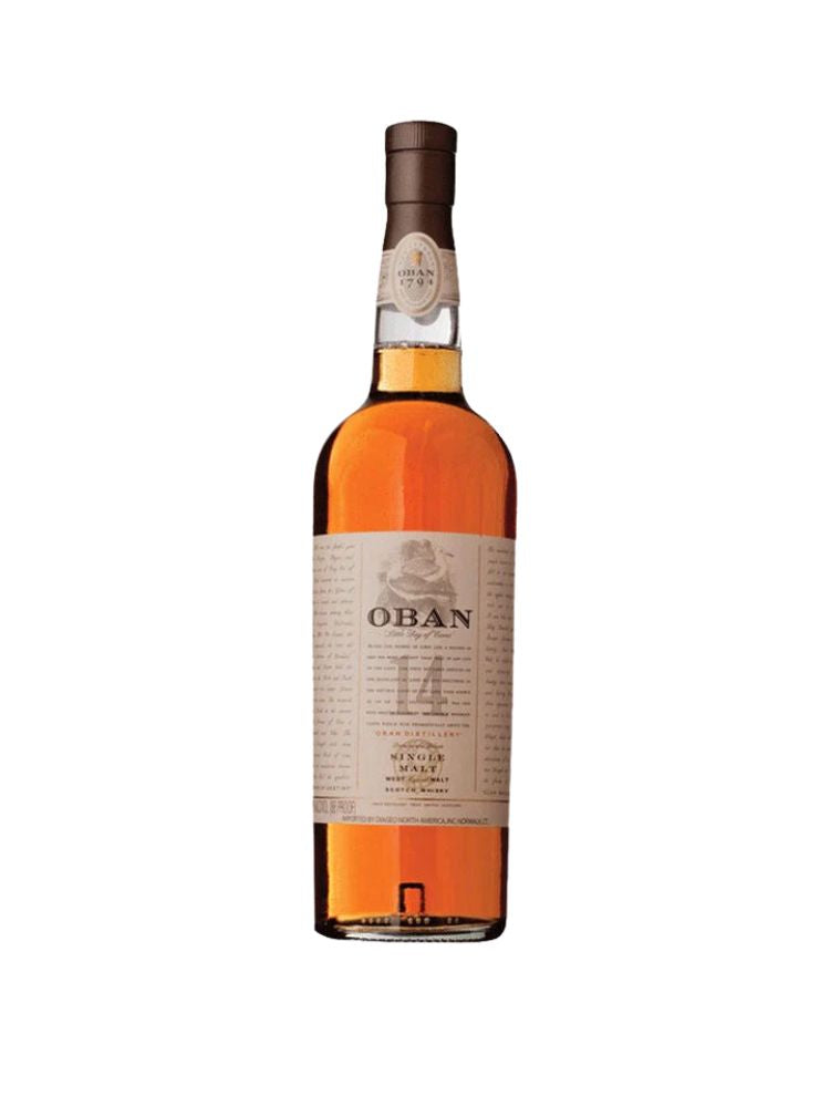 Oban 14 Year Old Single Malt Scotch Whisky, 750mL Bottle on White Background