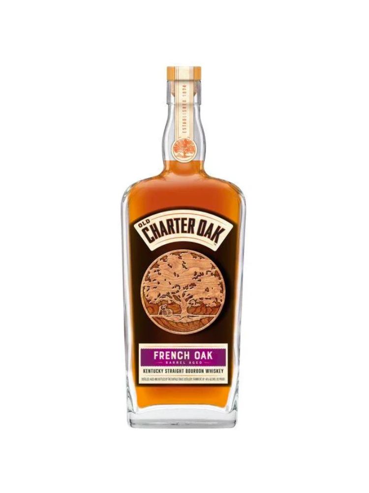 Old Charter Oak French Oak Bottle on White Background