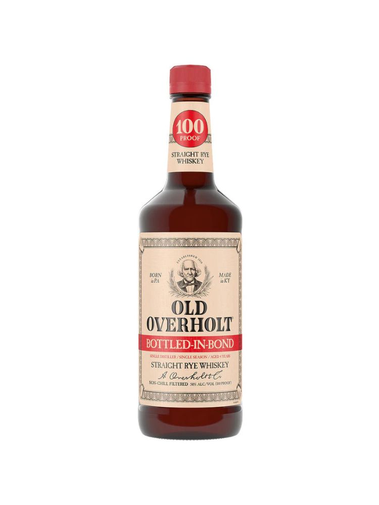 Old Overholt Bonded 100 Proof Straight Rye Whiskey, 750mL bottle on white background