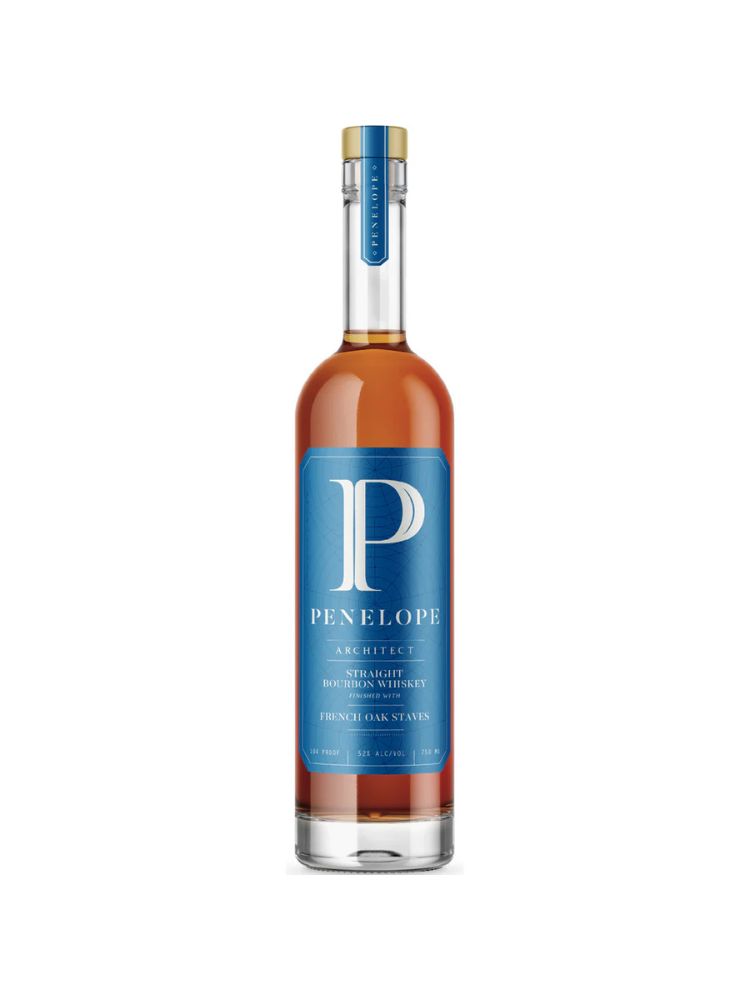 Penelope Bourbon Architect Whiskey, 750mL bottle on white background