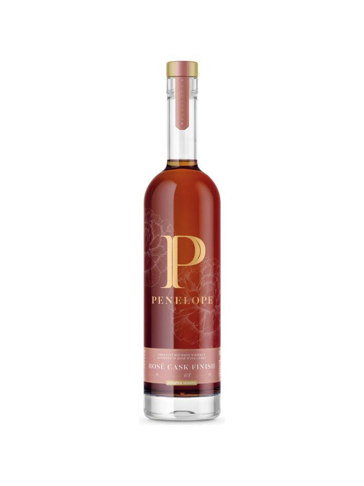 Penelope Bourbon Rosé Cask Finish Whiskey, 750mL bottle on white background