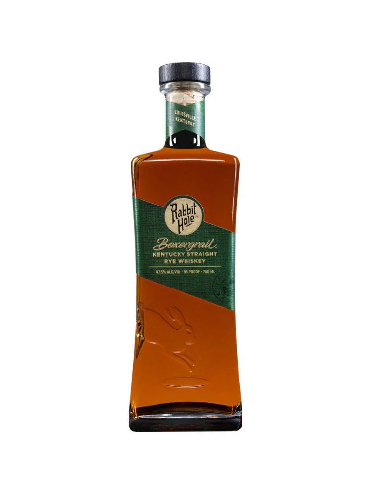 Rabbit Hole Boxergrail Kentucky Straight Rye Whisky, 750mL bottle on white background