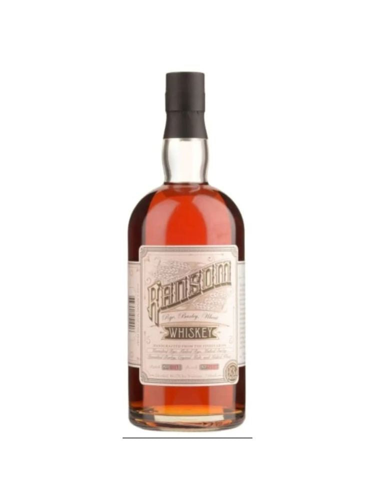 Ransom Rye Barley Wheat Whiskey bottle on white background