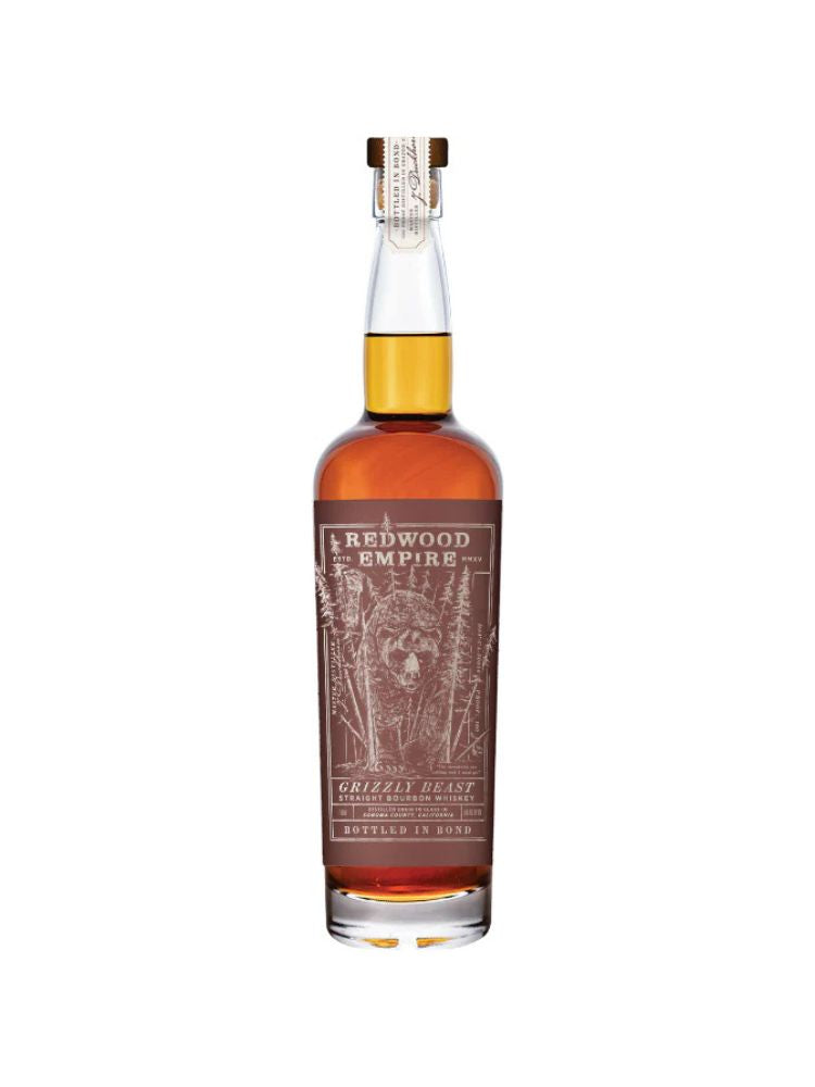 Redwood Empire Grizzly Beast Bottled In Bond Bourbon bottle on white background