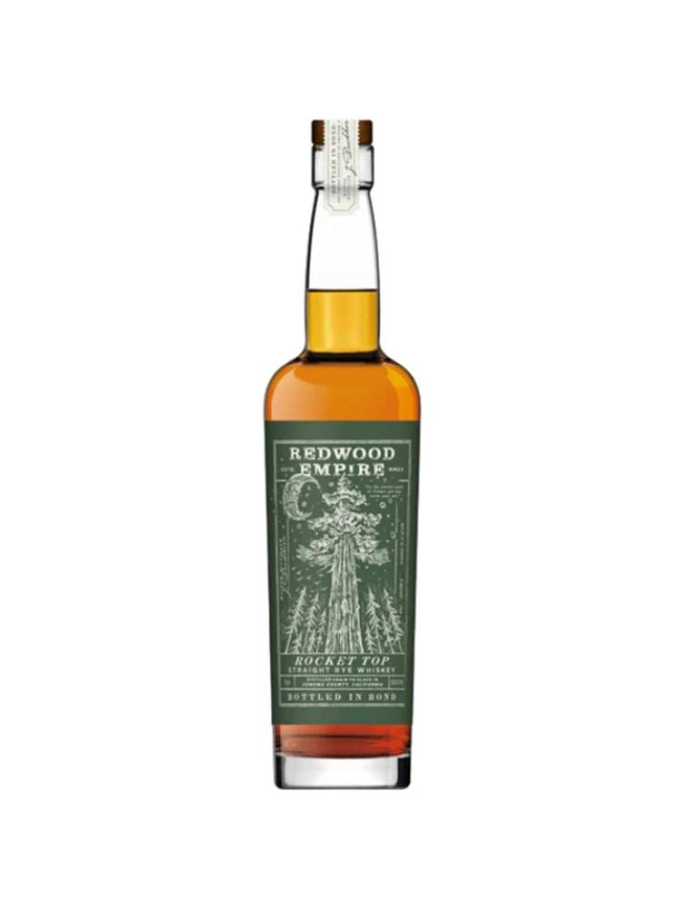 Redwood Empire Rocket Top Bottled-in-Bond Rye Whiskey bottle on white background