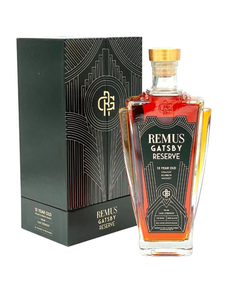 Remus Gatsby Reserve 15 Year Cask Strength Straight Bourbon, 750mL bottle on white background