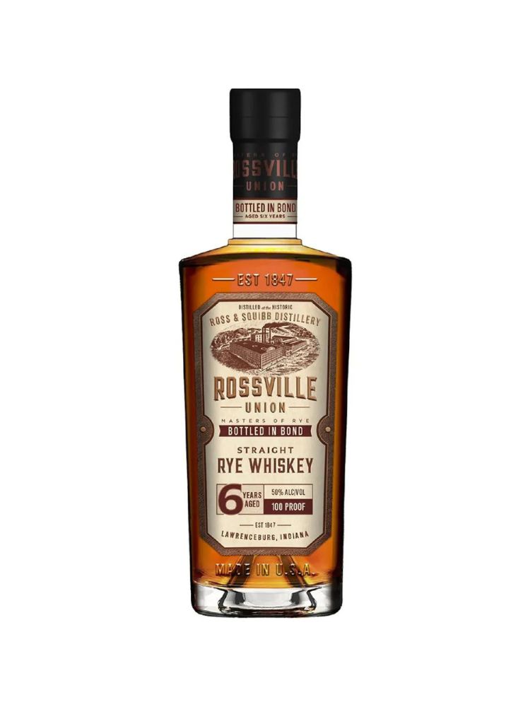 Rossville Union Bottled-in-Bond 6-Year-Old Rye Whiskey, 700mL bottle on white background