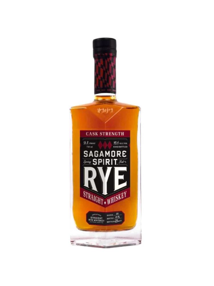 Sagamore Spirit Cask Strength Rye Whiskey, 750mL bottle on white background.