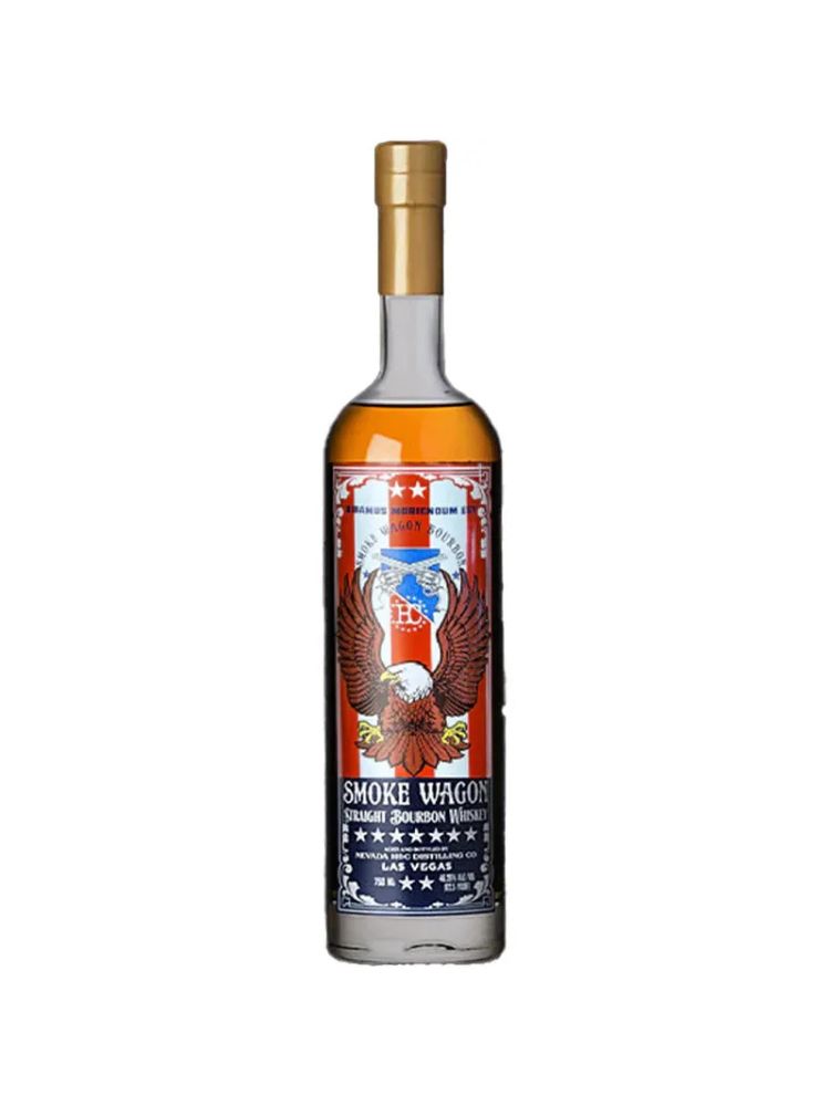 Smoke Wagon Straight Bourbon Whiskey 4th of July 2024 Edition bottle on white background