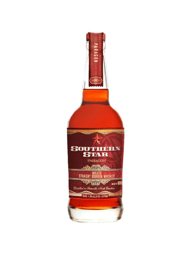 Southern Star Paragon Wheated Straight Bourbon Whiskey bottle on white background