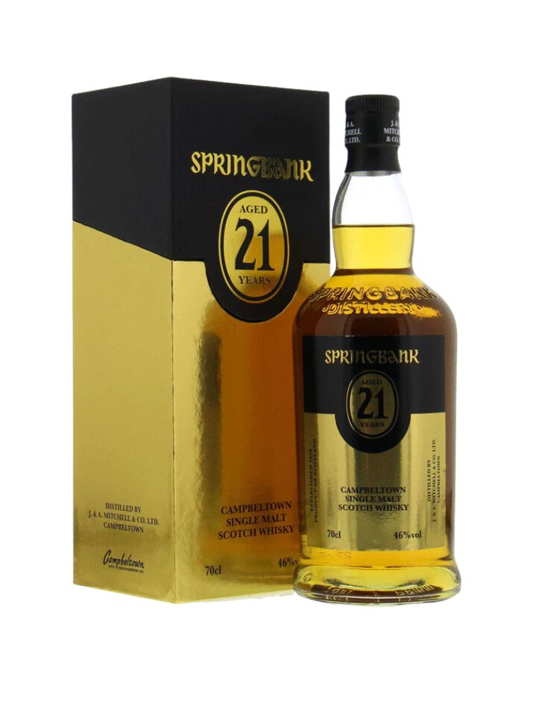 Springbank 21 Year Old Scotch Whisky, 750mL Bottle on White Background