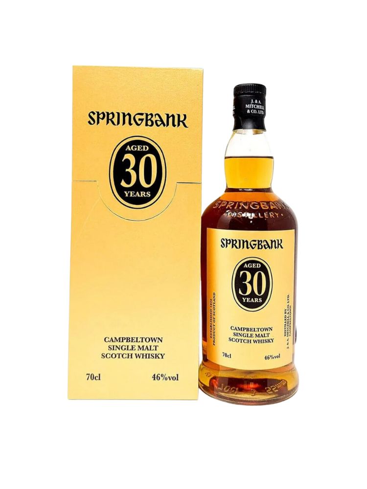Springbank 30 Year Old Single Malt 92 Proof, 700mL Bottle on White Background