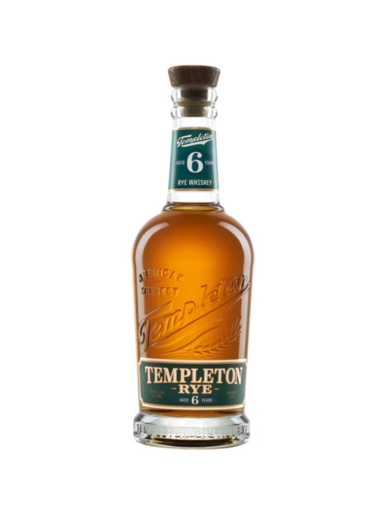 Templeton Rye 6 Year Old bottle on white background.