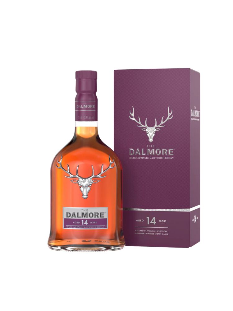 The Dalmore 14 Year Old Single Malt Scotch Whisky, 750mL Bottle on White Background