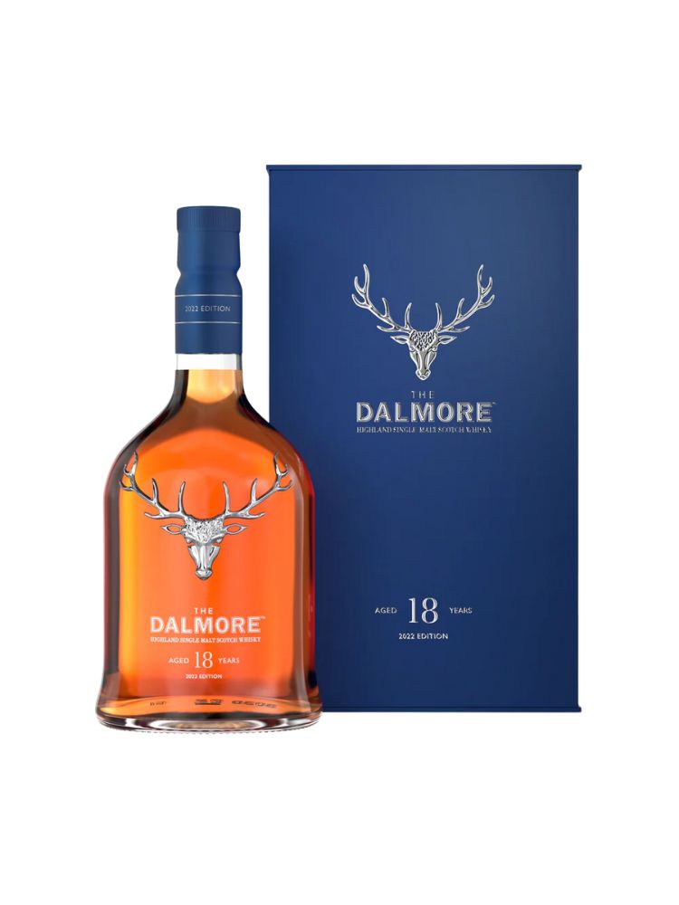 The Dalmore 18 Year Old Single Malt Scotch Whisky, 750mL Bottle on White Background