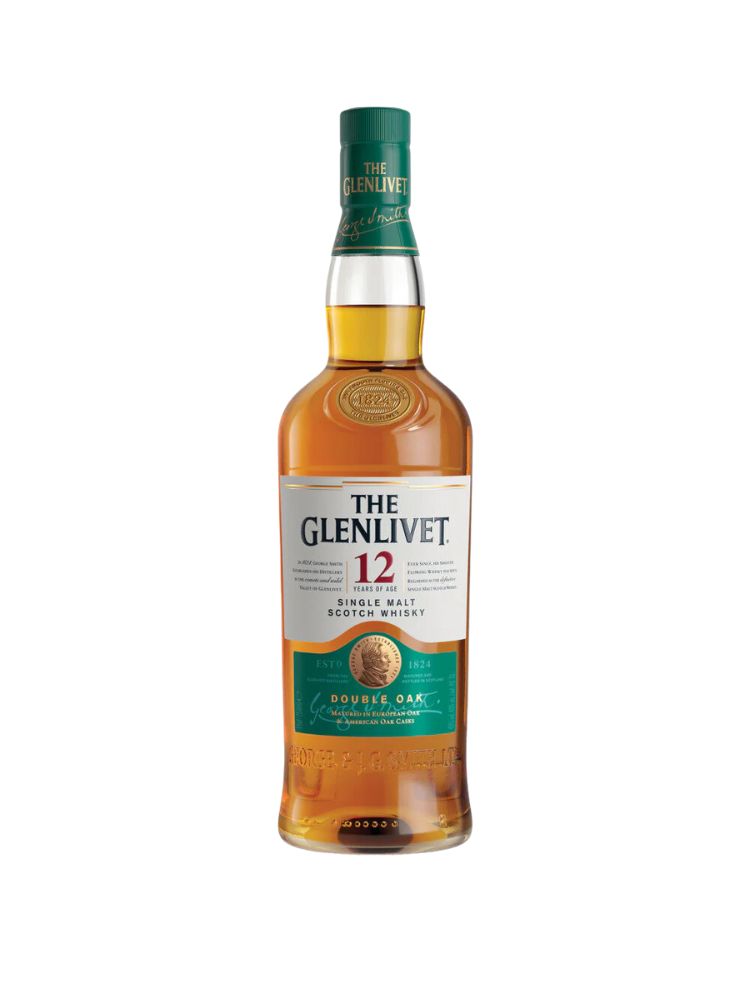 The Glenlivet 12 Year Old Single Malt Scotch Whisky, 750mL Bottle on White Background