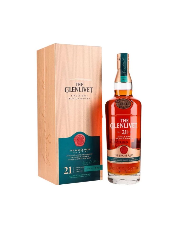 The Glenlivet 21 Year Old Single Malt Scotch Whisky, 750mL Bottle on White Background