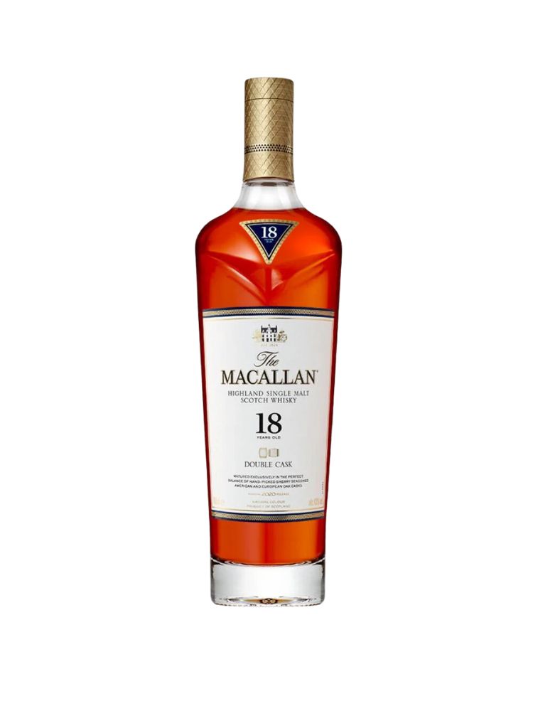 The Macallan Double Cask 18 Years Old Scotch Whisky, 750mL Bottle on White Background