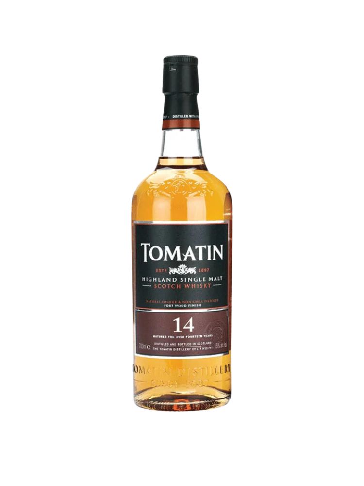 Tomatin 14 Year Single Malt Scotch Whisky, 750mL Bottle on White Background