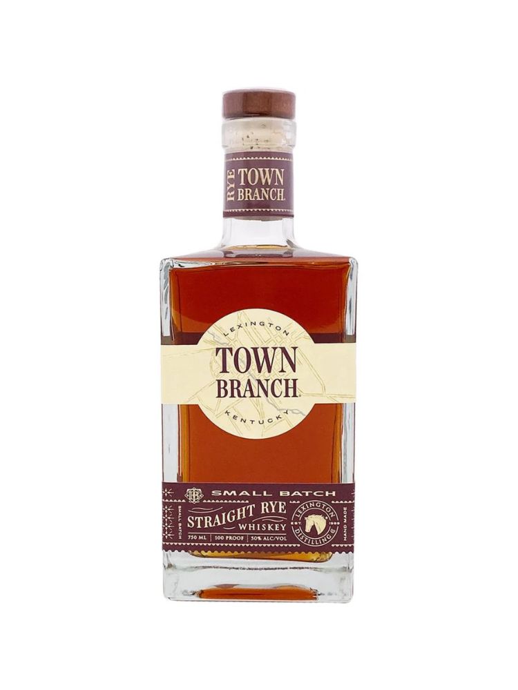 Town Branch Kentucky Small Batch Straight Rye Whiskey, 750mL bottle on white background.