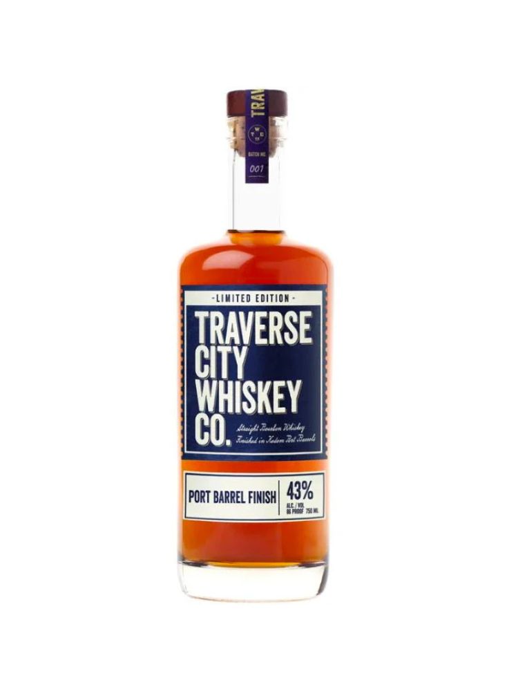 Traverse City Whiskey Co. Limited Edition Port Barrel Finish, 750mL bottle on white background.