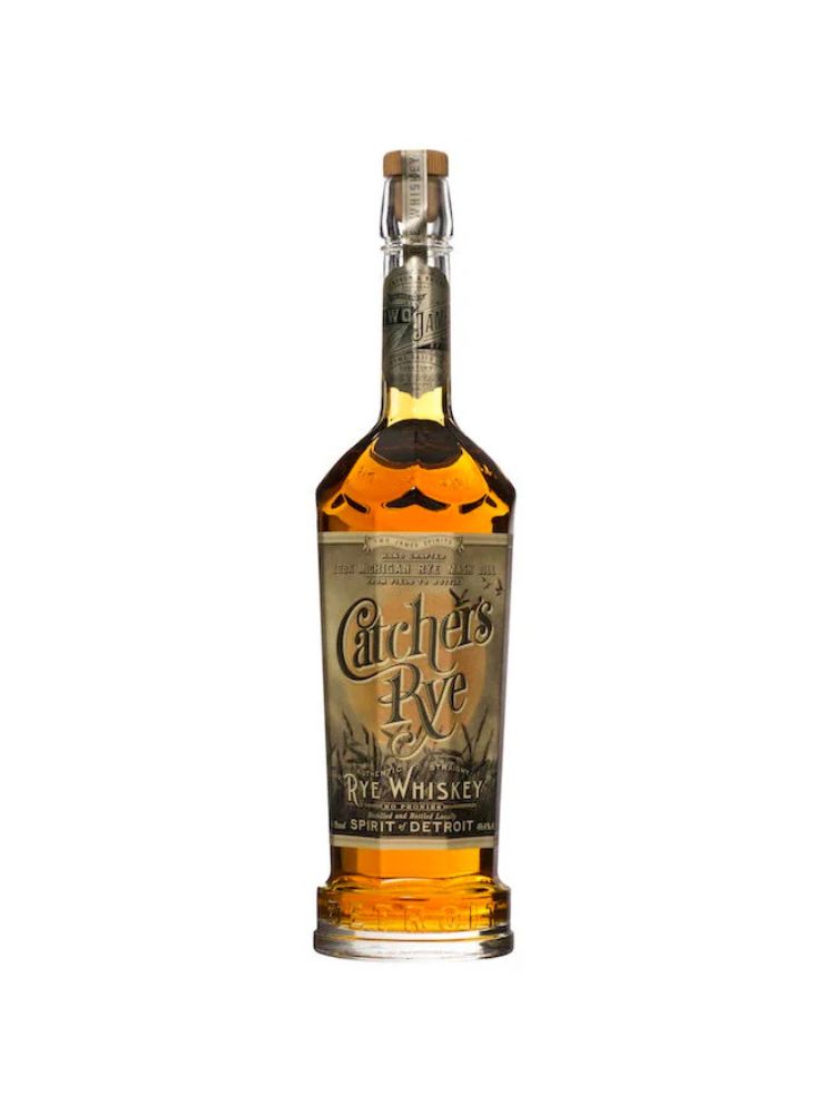 Two James Catcher’s Rye Whiskey, 750mL bottle on white background.