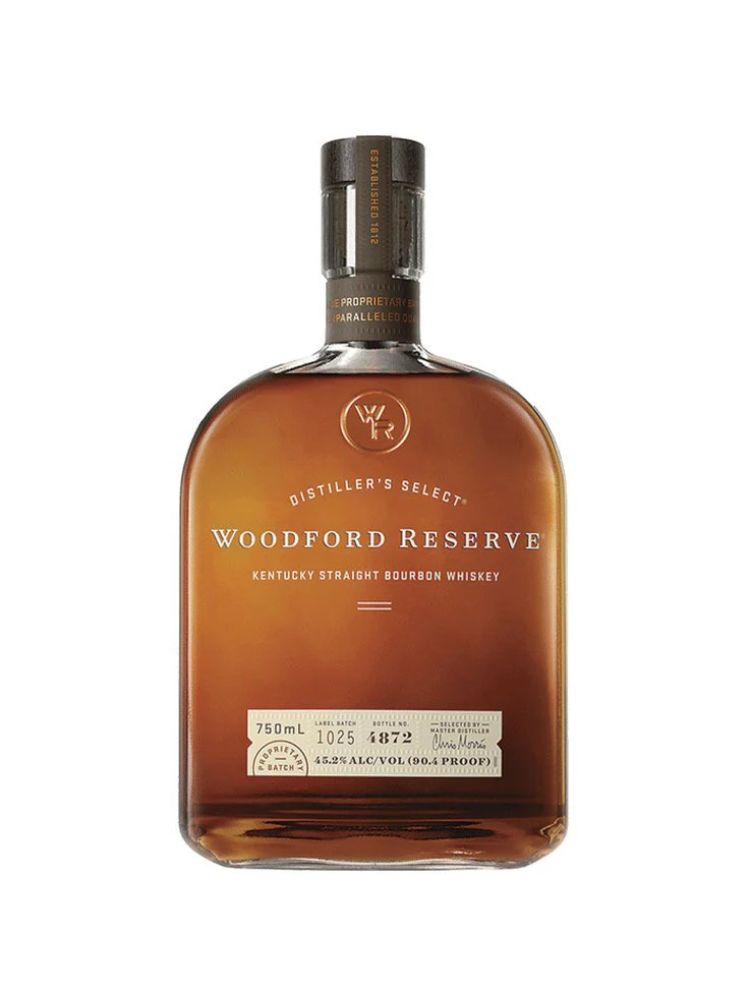 Woodford Reserve Bourbon, 750mL bottle on white background